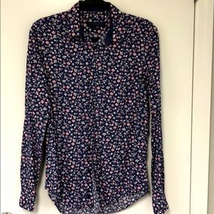 Zara men button down shirt with flowers and skull